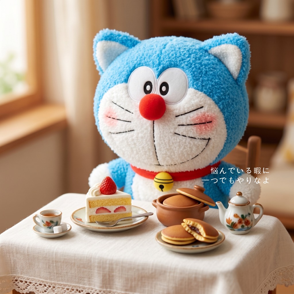 Embroidery Design Love - Sevimli Doğum Günü Versiyonu Doraemon Peluş