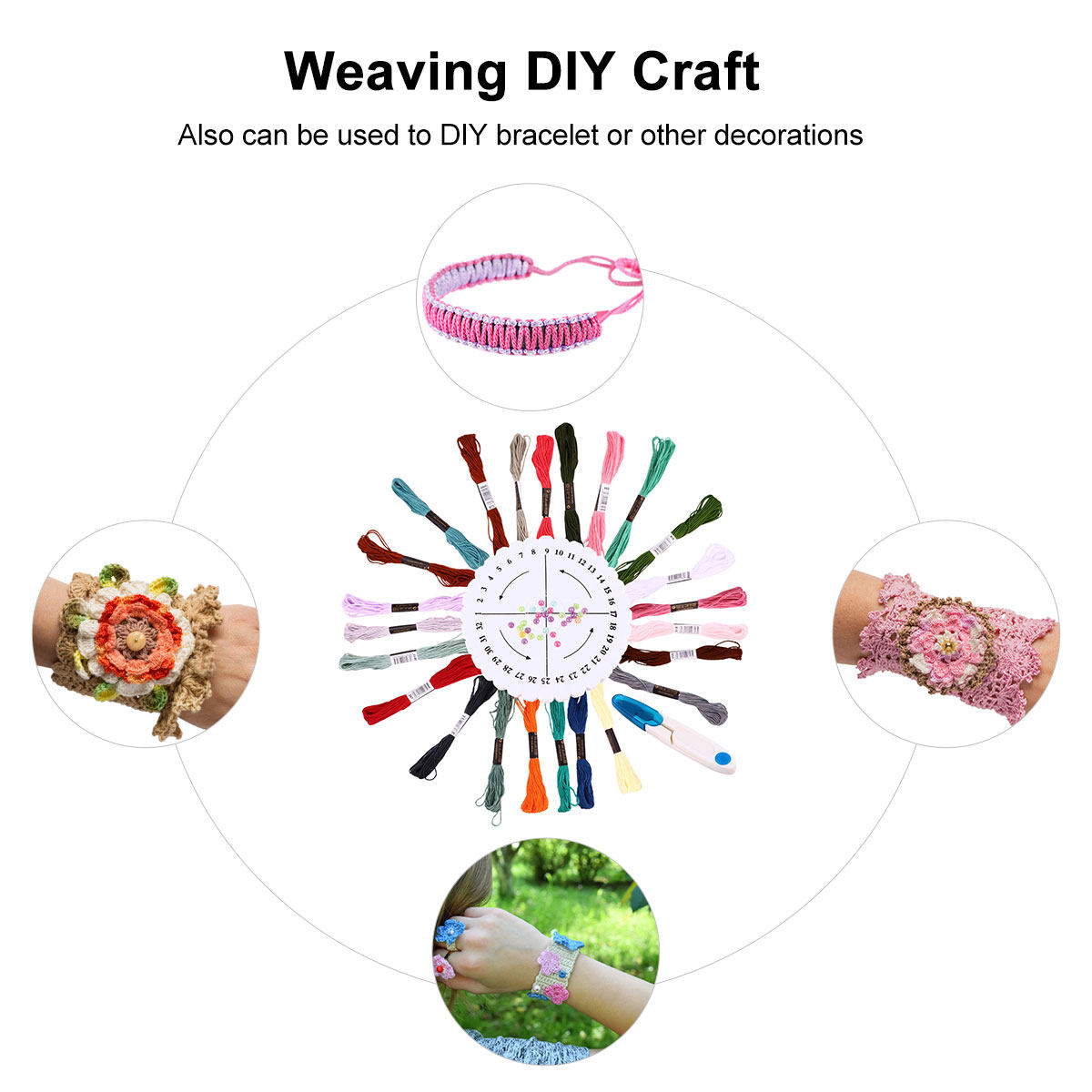 Embroidery Threads - Dostluk Bilekliği Yapım Seti, 24 Renkli
