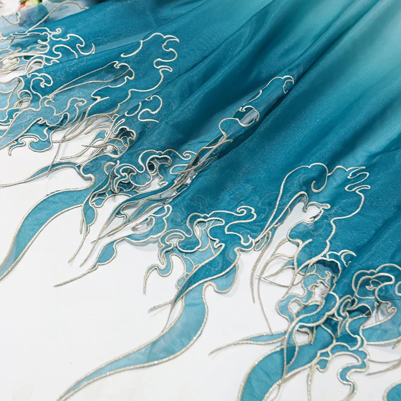 Embroidery Cloth - Çin Tarzı Nakış Lotus Yaprağı Degrade