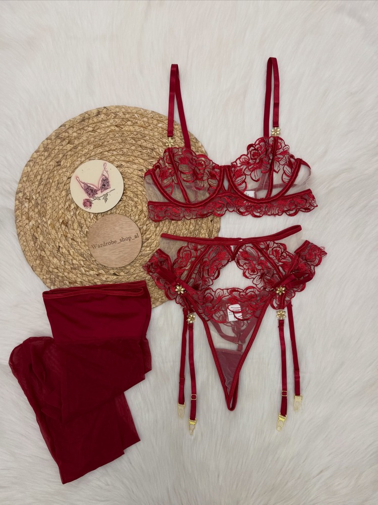 Kadın Bordo Dantel İç Çamaşırı - Embroidery Set incelemesi ve fiyatı
