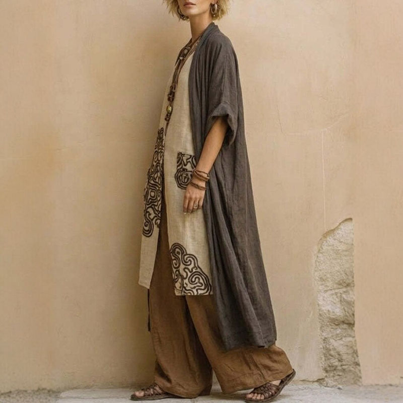Bohem Açık Önlü Kimono Geometr - Embroidery Motif incelemesi ve fiyatı