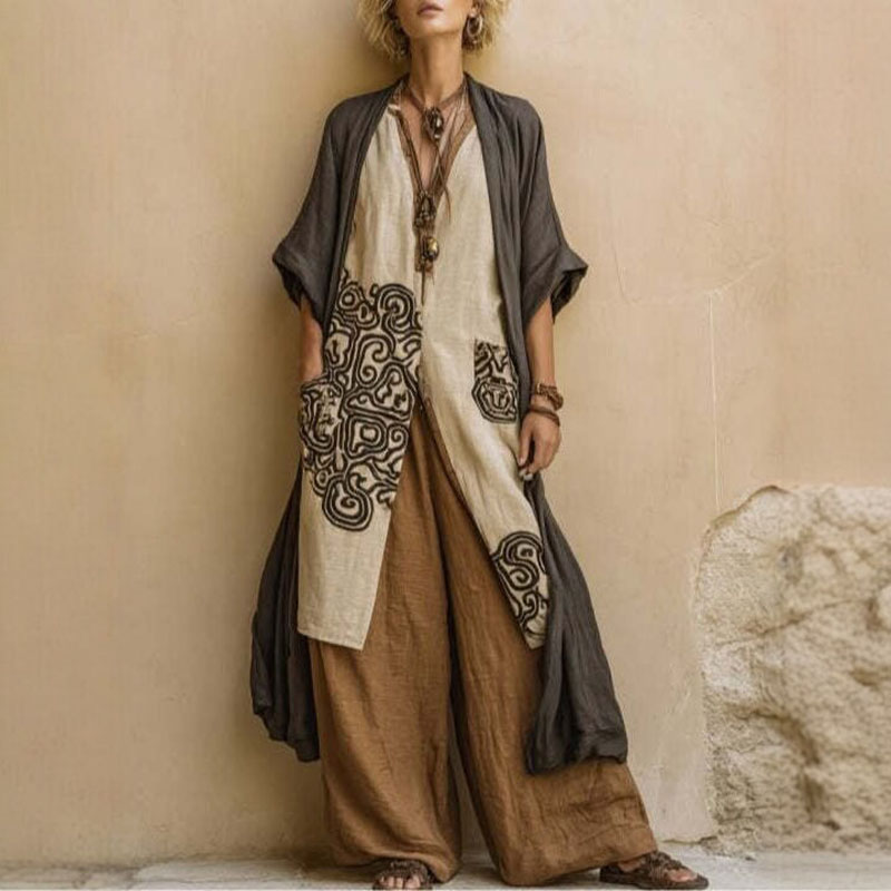Bohem Açık Önlü Kimono Geometr - Embroidery Motif incelemesi ve fiyatı