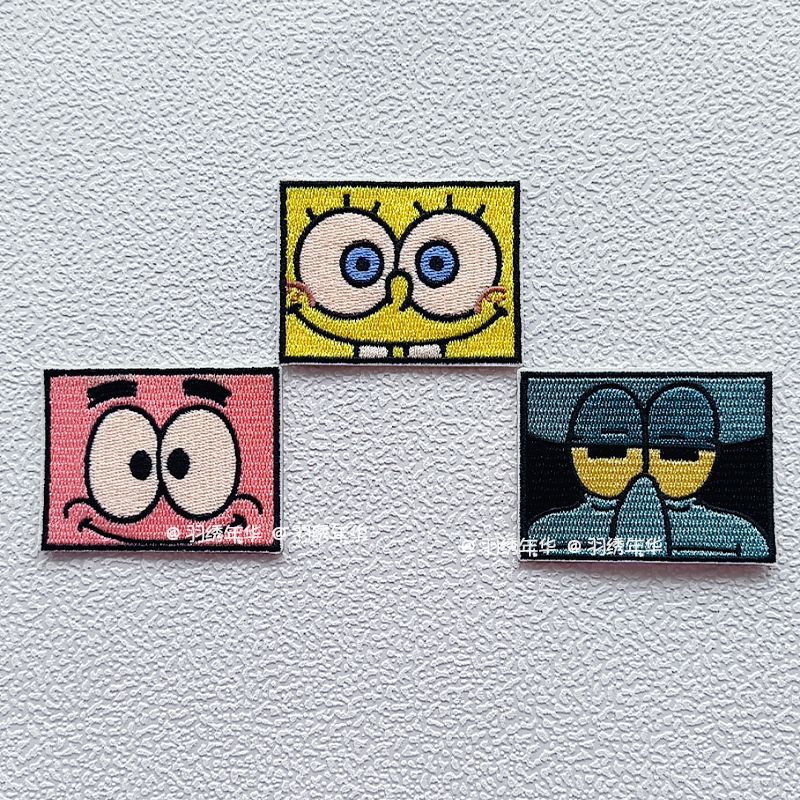 3 adet sıcak Kawaii Sünger Bob - Embroidery Cloth incelemesi ve fiyatı